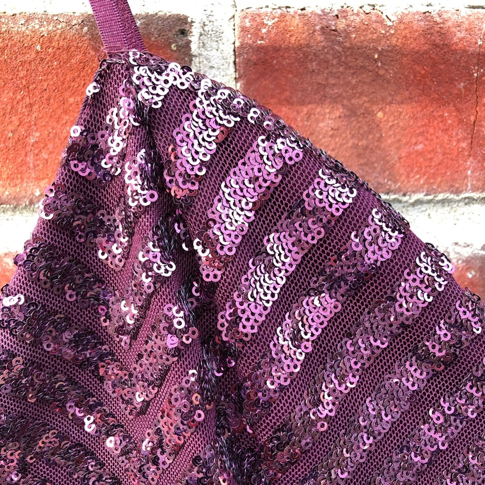 Charlotte Russe Y2K Purple Sequin Formal Mini Dress Mermaidcore Medium - Picture 4 of 5